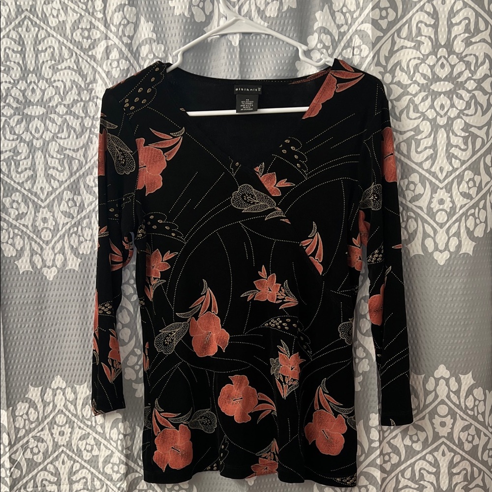 Stylish Black and Red Floral Blouse